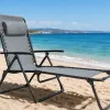 Ξαπλώστρα Παραλίας Αλουμινίου Ανακλινόμενη με Μαξιλάρι & Μπράτσα – Καφέ