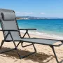 Ξαπλώστρα Παραλίας Αλουμινίου Ανακλινόμενη με Μαξιλάρι & Μπράτσα – Καφέ