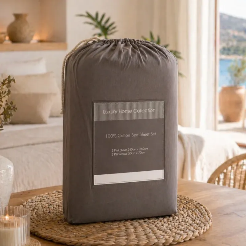 Σετ Σεντόνια Υπέρδιπλα 4 Τεμαχίων 240x260cm 100% Βαμβάκι 200TC Γκρι- Μπορντό