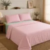 Σετ Σεντόνια Υπέρδιπλα 4 Τεμαχίων 240x260cm 100% Βαμβάκι 200TC Ροζ- Μέντα