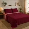 Σετ Σεντόνια Υπέρδιπλα 4 Τεμαχίων 240x260cm 100% Βαμβάκι 200TC Μπορντό- Σάπιο Μήλο