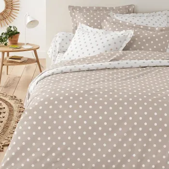 Σετ Σεντόνια Υπέρδιπλα 4 Τεμαχίων 240x260cm Βαμβακοσατέν 300TC Μπεζ Πουά