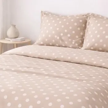 Σετ Σεντόνια Υπέρδιπλα 4 Τεμαχίων 240x260cm Βαμβακοσατέν 300TC Μπεζ Πουά