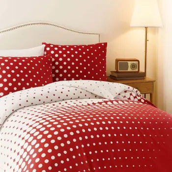 Σετ Σεντόνια Υπέρδιπλα 4 Τεμαχίων 240x260cm Βαμβακοσατέν 300TC Κόκκινο Πουά