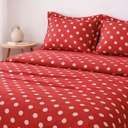 Σετ Σεντόνια Υπέρδιπλα 4 Τεμαχίων 240x260cm Βαμβακοσατέν 300TC Κόκκινο Πουά