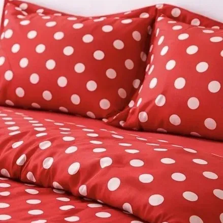 Σετ Σεντόνια Υπέρδιπλα 4 Τεμαχίων 240x260cm Βαμβακοσατέν 300TC Κόκκινο Πουά