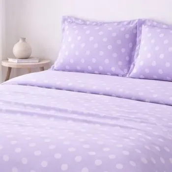 Σετ Σεντόνια Υπέρδιπλα 4 Τεμαχίων 240x260cm Βαμβακοσατέν 300TC Μωβ Πουά
