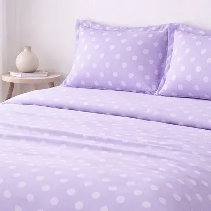Σετ Σεντόνια Υπέρδιπλα 4 Τεμαχίων 240x260cm Βαμβακοσατέν 300TC Μωβ Πουά