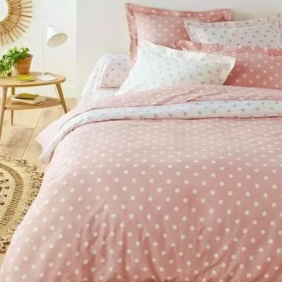 Σετ Σεντόνια Υπέρδιπλα 4 Τεμαχίων 240x260cm Βαμβακοσατέν 300TC Ροζ Πουά