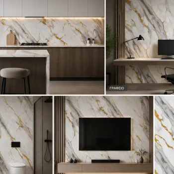 Πάνελ PVC Μαρμάρου Calacatta Gold Prestige Glossy 122x244cm (3mm)