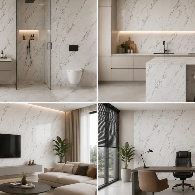Πάνελ PVC Μαρμάρου Arctic Grey Glossy 122x244cm 3mm | Premium Επένδυση Τοίχου