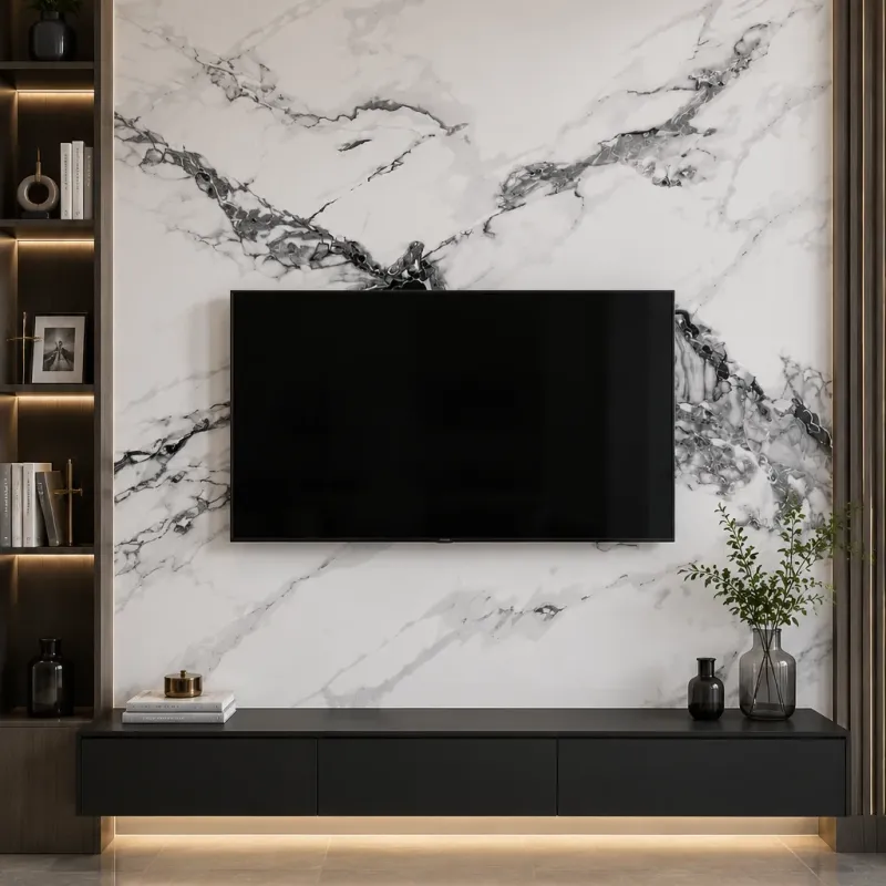 Πάνελ PVC Μαρμάρου White Black Crystal Marble Glossy 122x244cm (3mm)