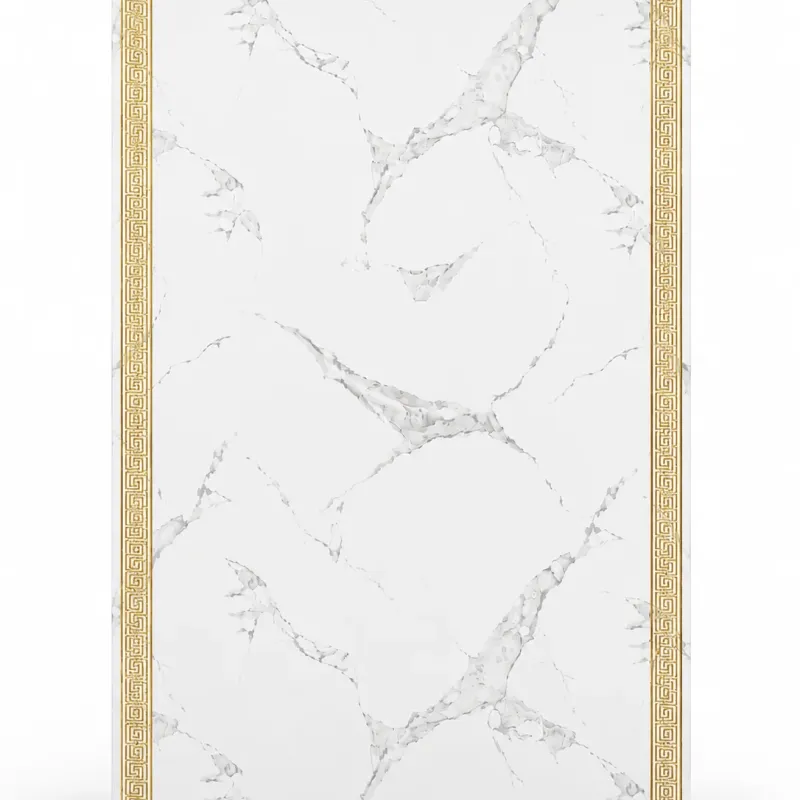Πάνελ PVC Μαρμάρου White Gold Greek Glossy 122x244cm 3mm για Επένδυση Τοίχου