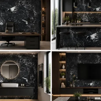 Πάνελ PVC Μαρμάρου Black Imperial Glossy 122x244cm 3mm | Premium Wall Panel