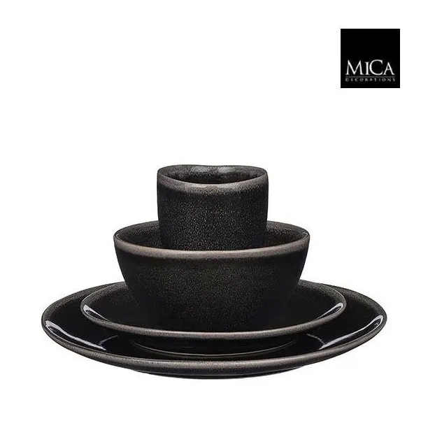 Σετ Σερβίτσιο Φαγητού 16 Τεμαχίων Κεραμικό Stoneware Μαύρο για 4 Άτομα